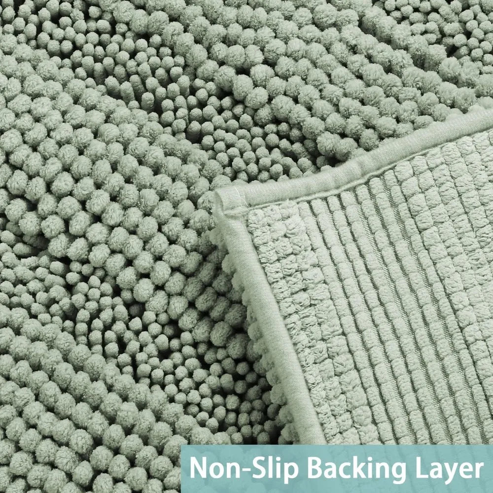 Ultra-Soft Chenille Bathroom Rug Non-Slip Mat Extra Absorbent Machine Washable