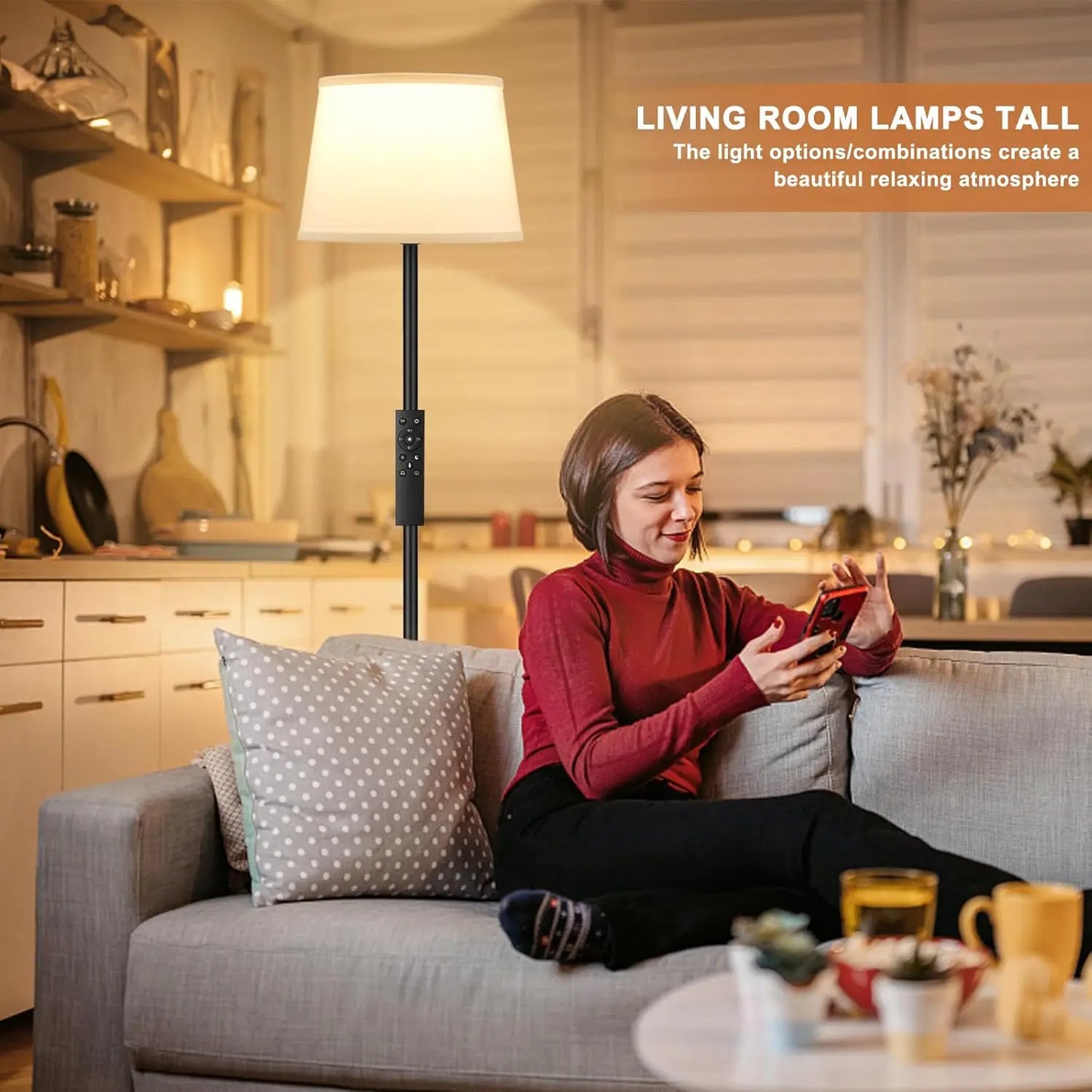 Adjustable Brightness LED Floor Lamp With Remote Control Easy Assembly