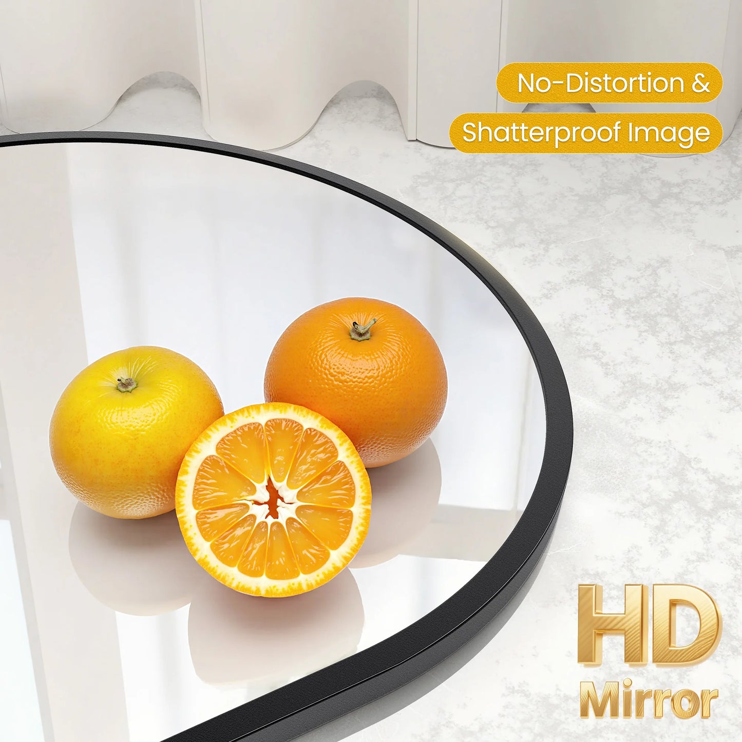 JHK Arched Mirror With Matte Metal Frame For Wall Mount