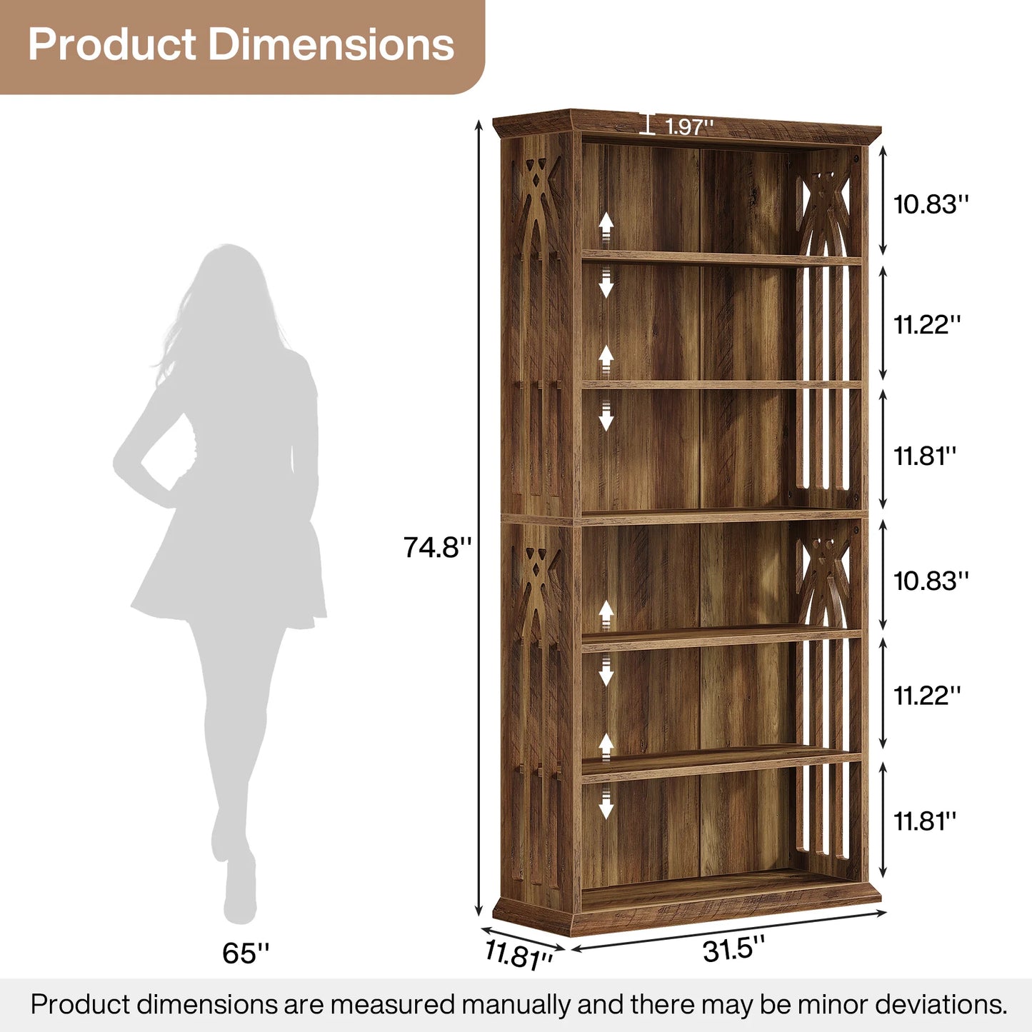 Tribesigns 6-Tier Wood Bookshelf Freestanding Bookcase