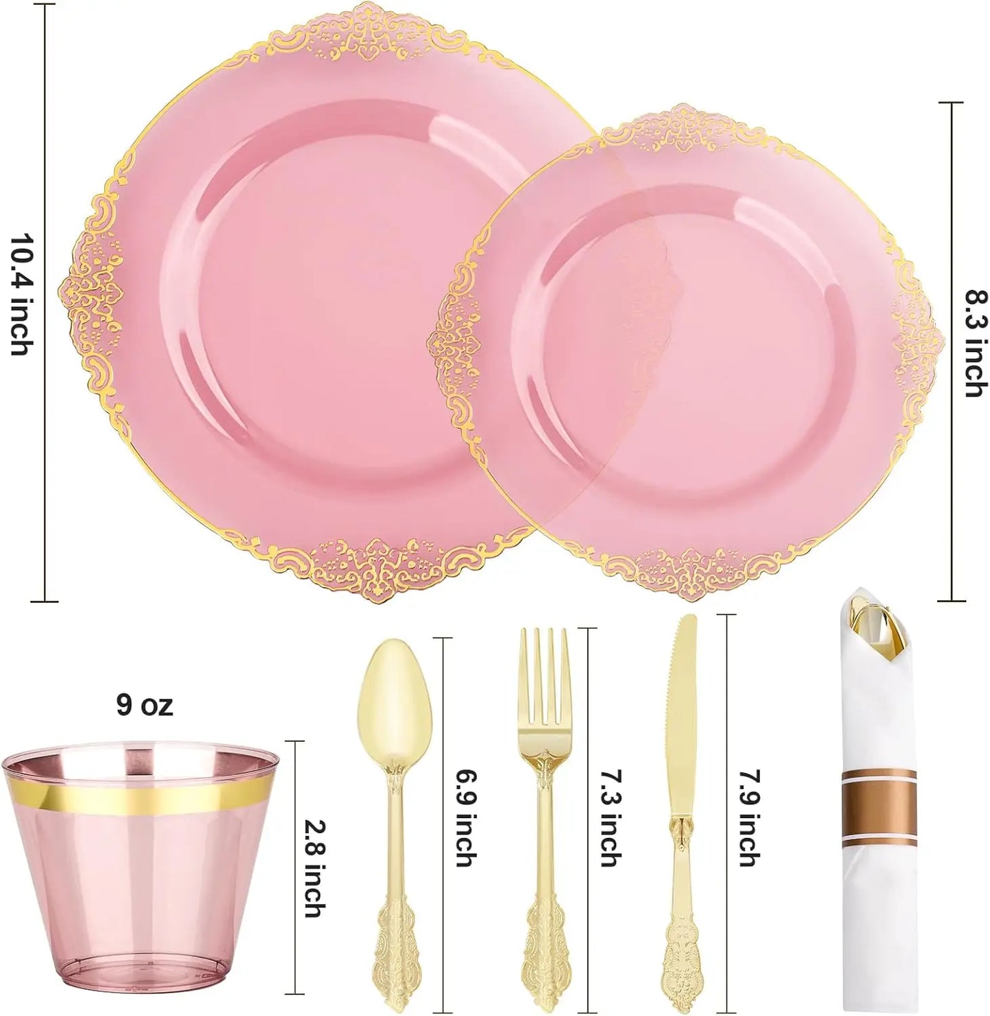350 Pieces Disposable Plastic Dinnerware Set For 50 Guests