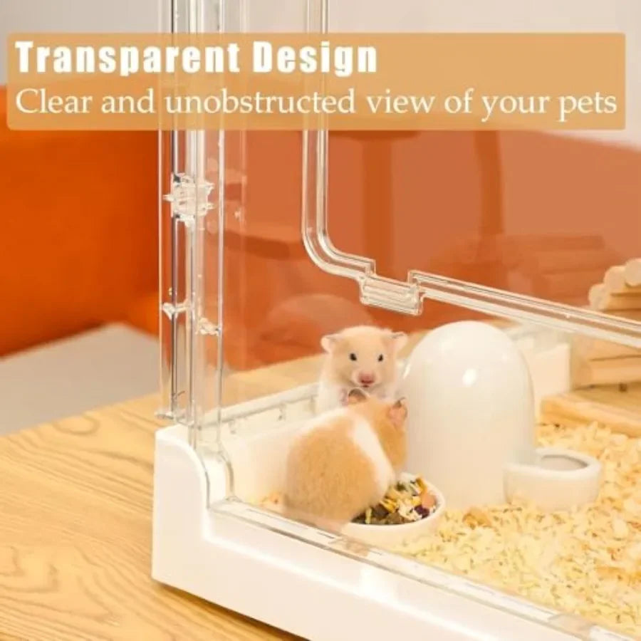 NONECN Acrylic Hamster And Guinea Pig Cage For Small Pets