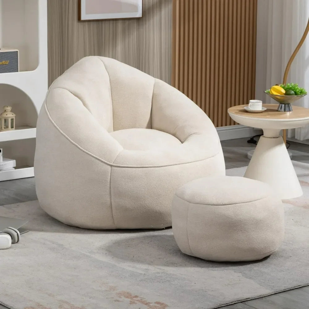 Beanbag Chair and Footstool Foam Couch for Living Rooms