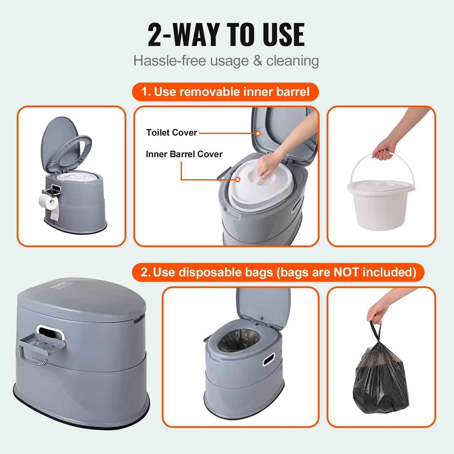 SucceBuy Portable Camping Toilet With Detachable Inner Bucket