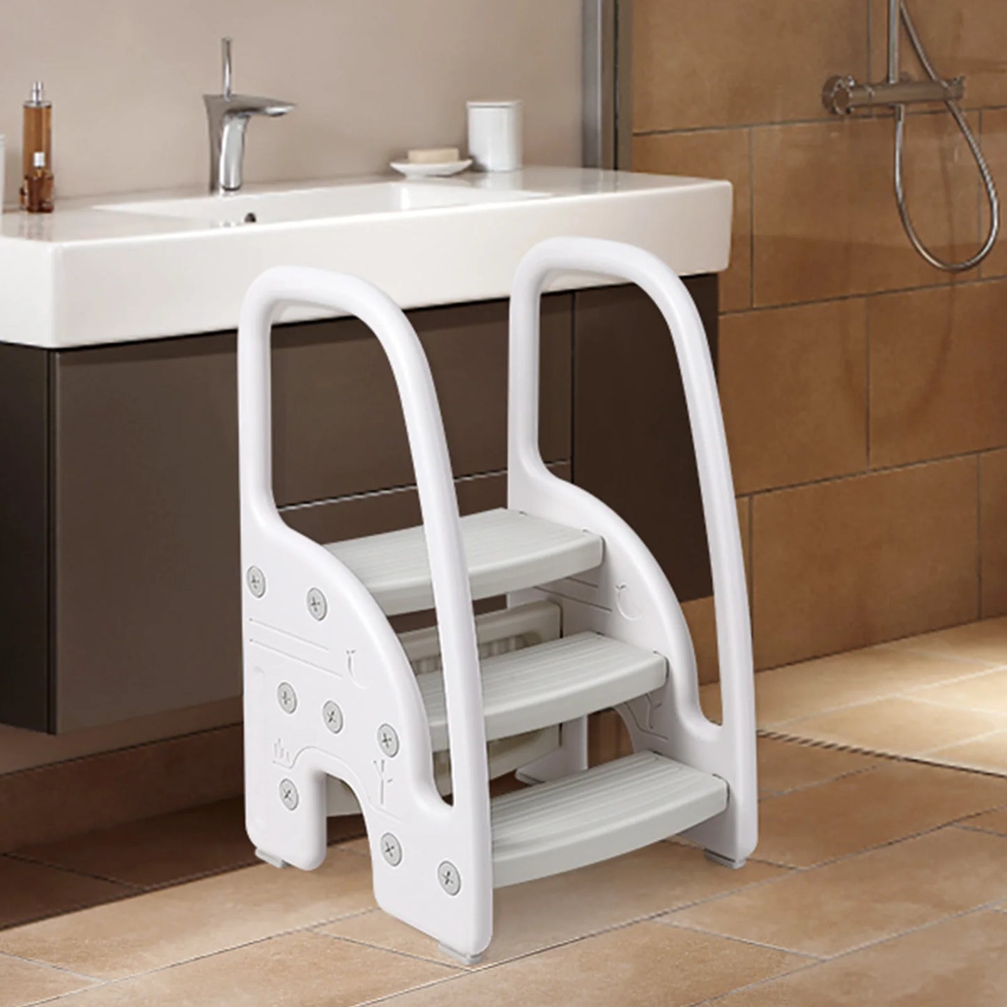 Toddler Step Stool With Handles 3-Step Plastic Stool