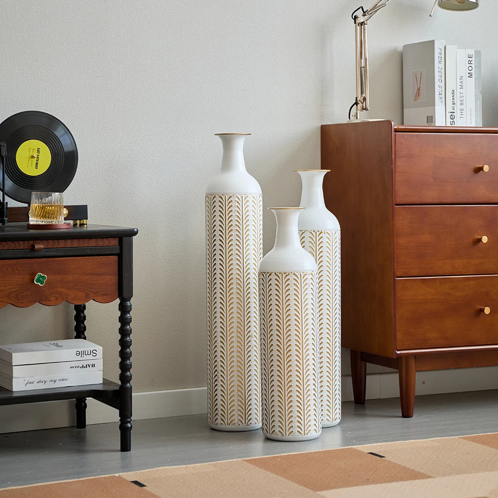 TWISTER.CK Floor Vase Set Modern Metal Drop Shaped Vases