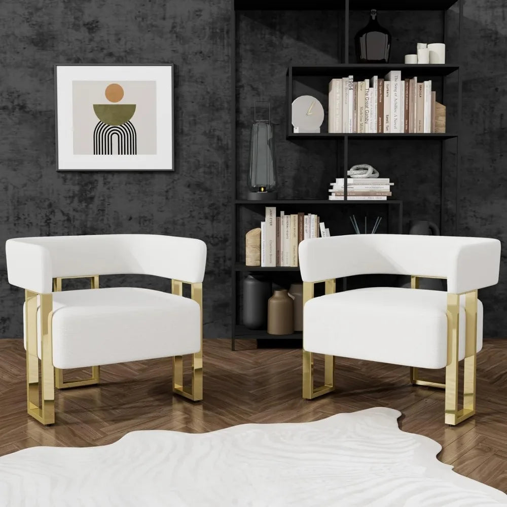 Modern Comfortable Boucle Barrel Arm Chairs For Living Room