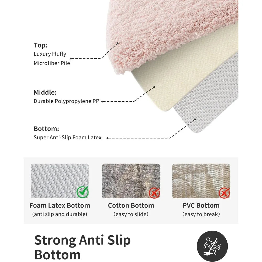 Non Slip Bathroom Rugs Microfiber Plush With Rubber Backing