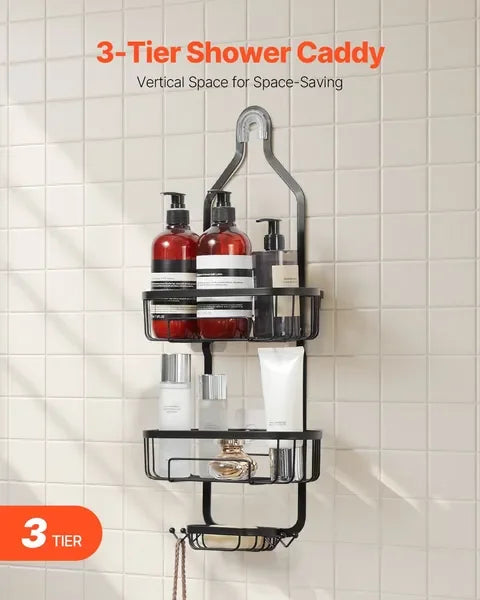 Shower Caddy 3-Tier Hanging Organizer With Soap Holder And Hooks