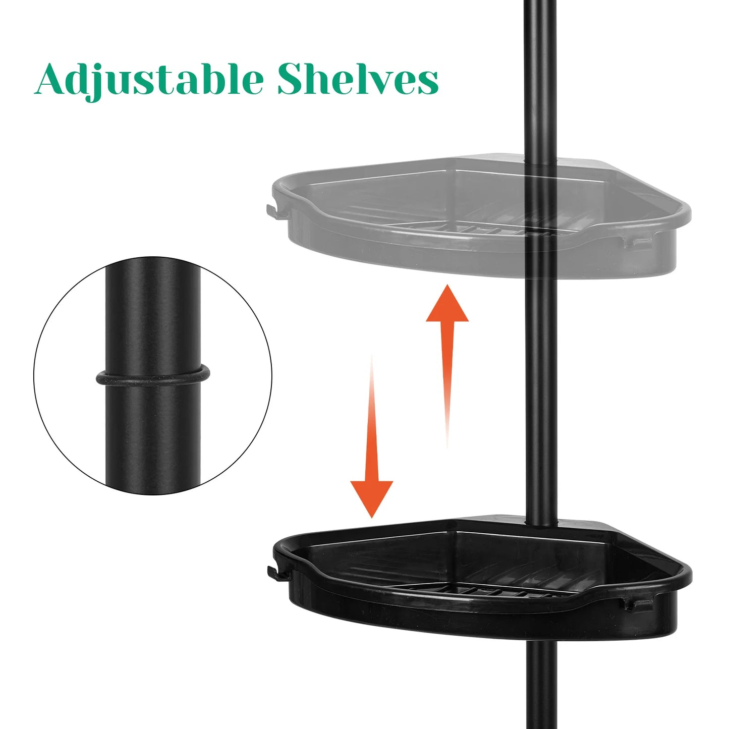 HiMISS Corner Shower Caddy With Tension Pole 4-Tier Organizer