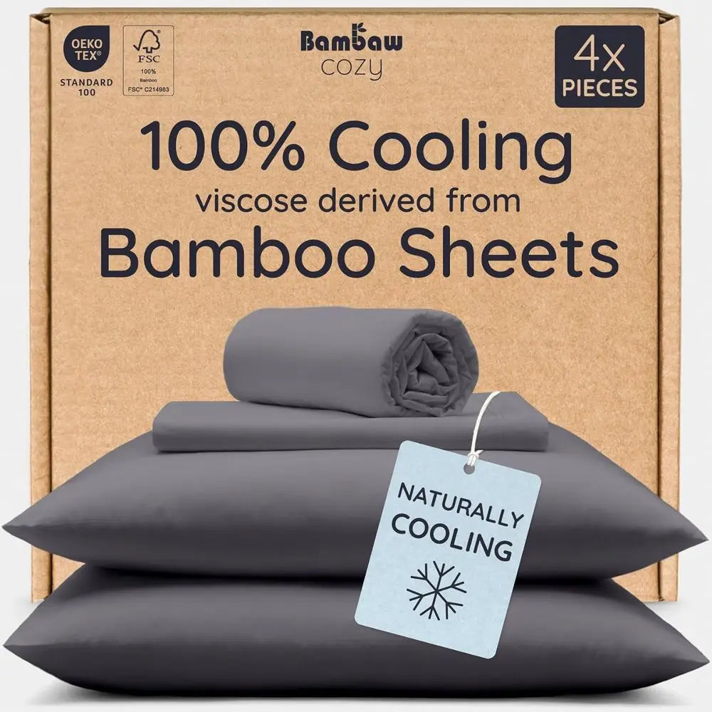 Bamboo Viscose Cooling Sheets Set 4-Piece For Comfortable Sleep