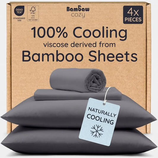 Bamboo Viscose Cooling Sheets Set 4-Piece For Comfortable Sleep