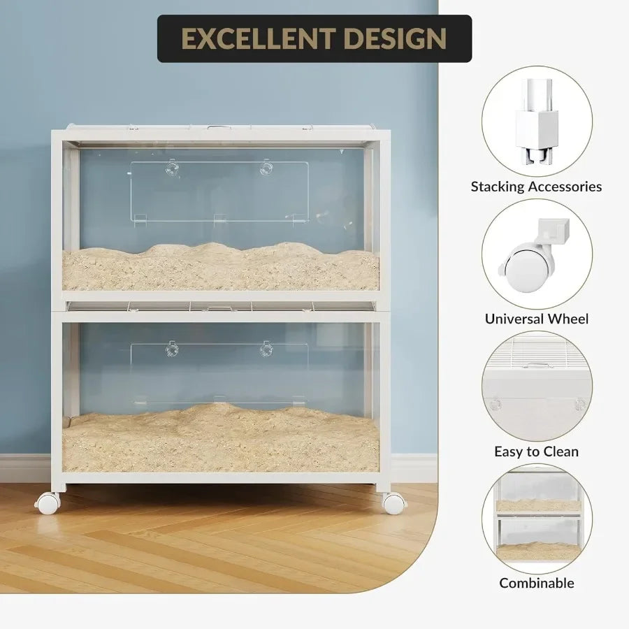 NONECN Hamster Enclosure With 360 Viewing Acrylic Sides