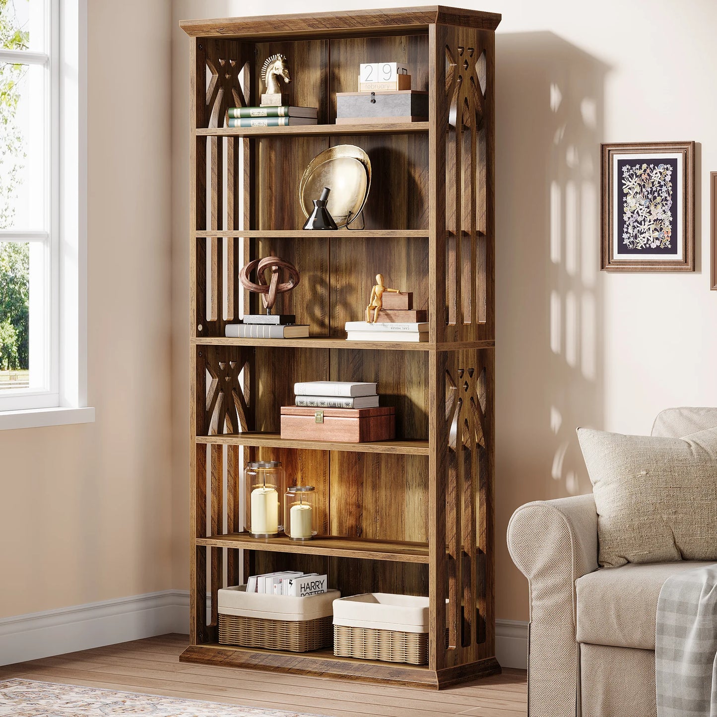 Tribesigns 6-Tier Wood Bookshelf Freestanding Bookcase