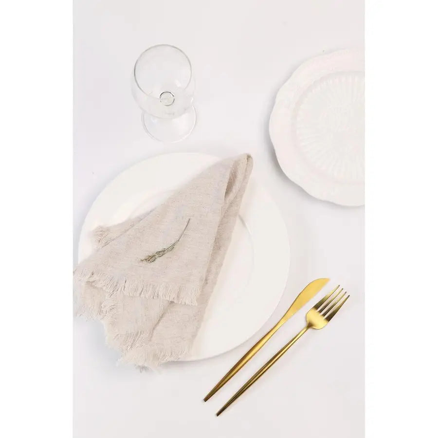 Cloth Napkins with Fringe,18 x 18 Inches Cotton Linen Napkins Set of 12 Versatile Handmade Square Rustic Fringe Napkins for Dinn