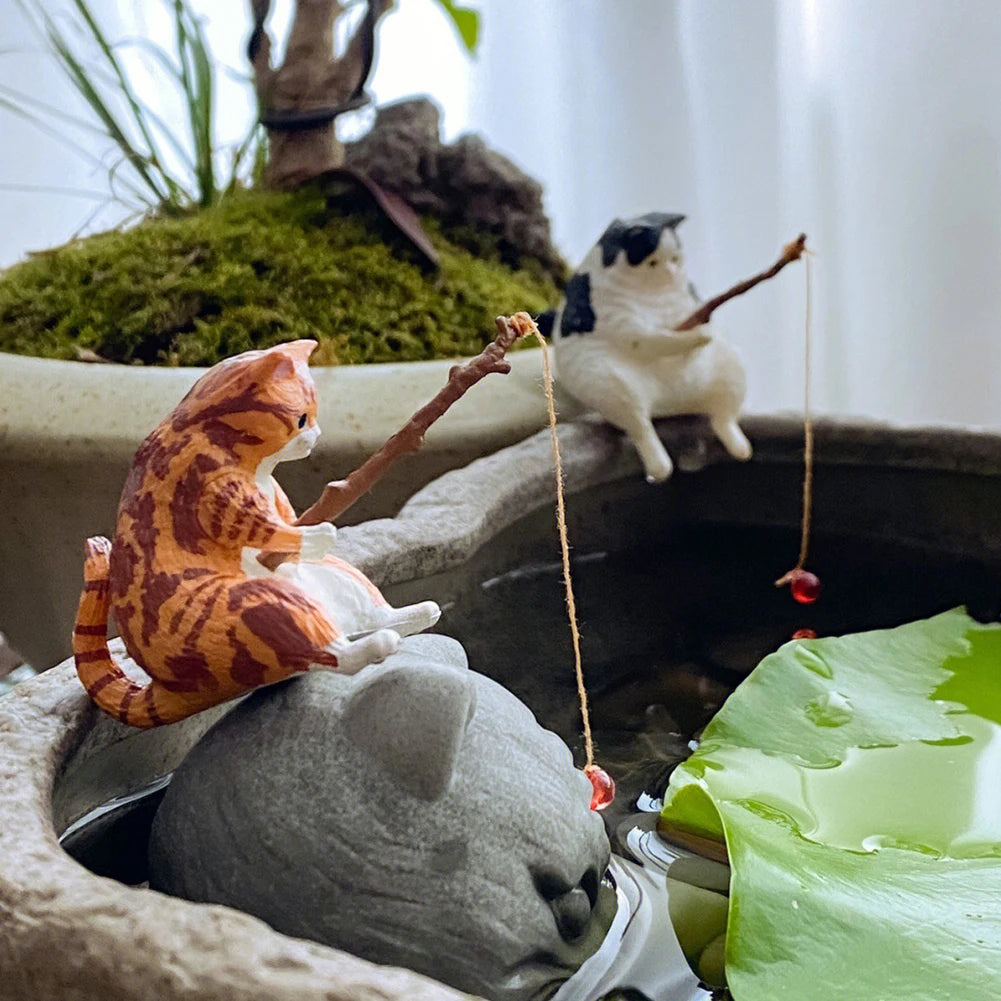 Alloet Kitten Fishing Ornament For Fish Tank Landscape Decor