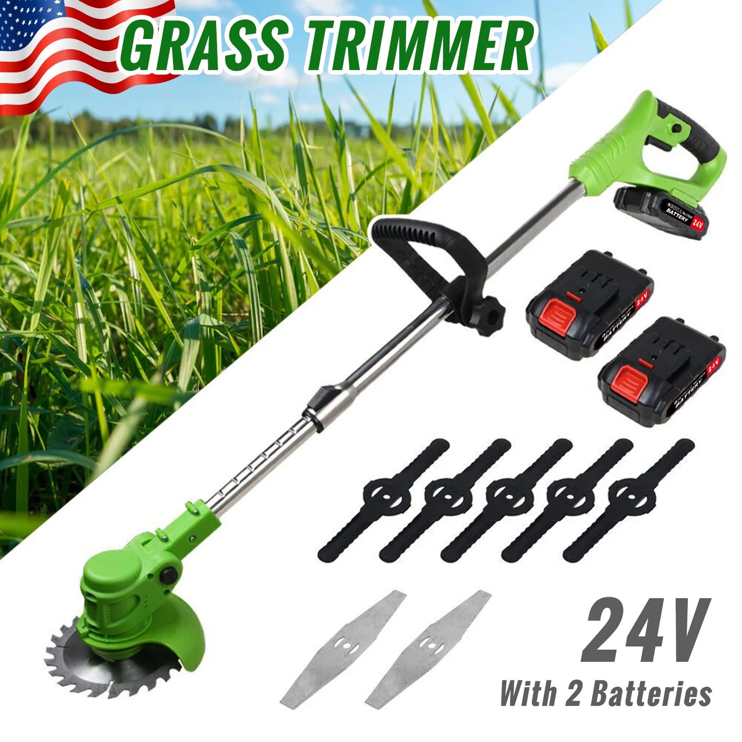 Cordless Two In One Electric Weed Trimmer And Grass Cutter