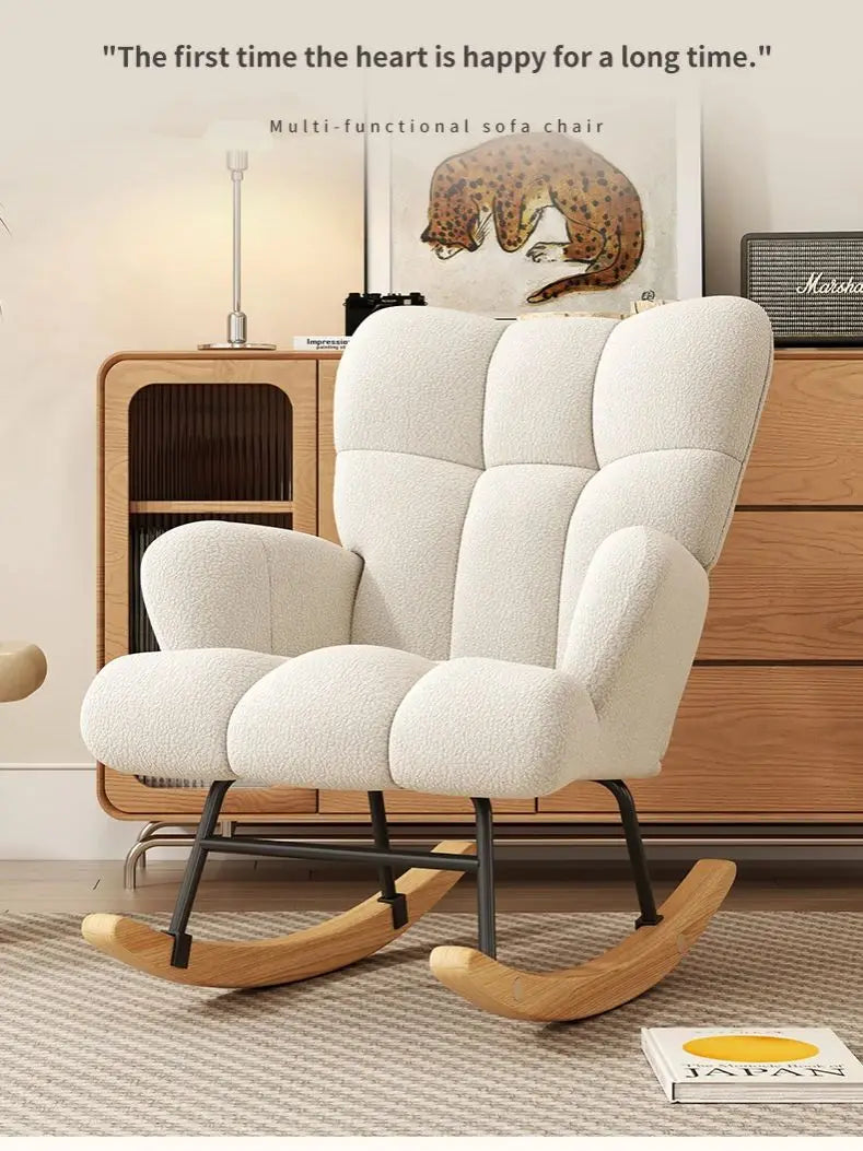 Folded Rocking Chair Modern High Back Armchair With Velvet Upholstery