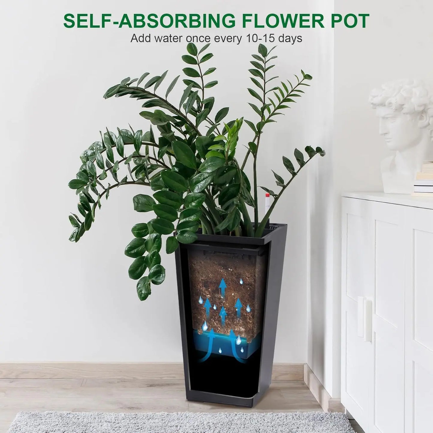 HobbyLane Taper Planter With Shelf Insert For Indoor Outdoor