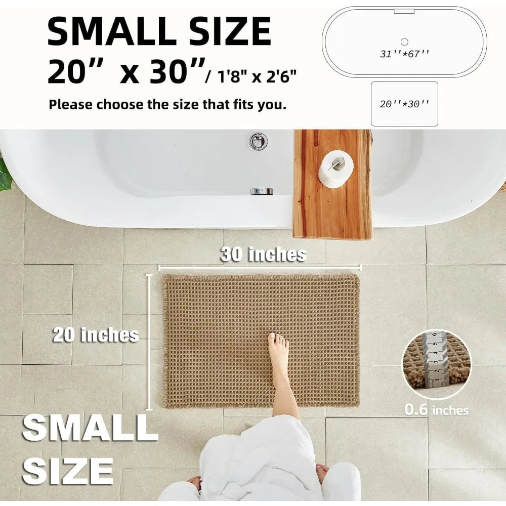 Boho Waffle Bath Mat Non Slip Ultra Absorbent Quick Dry
