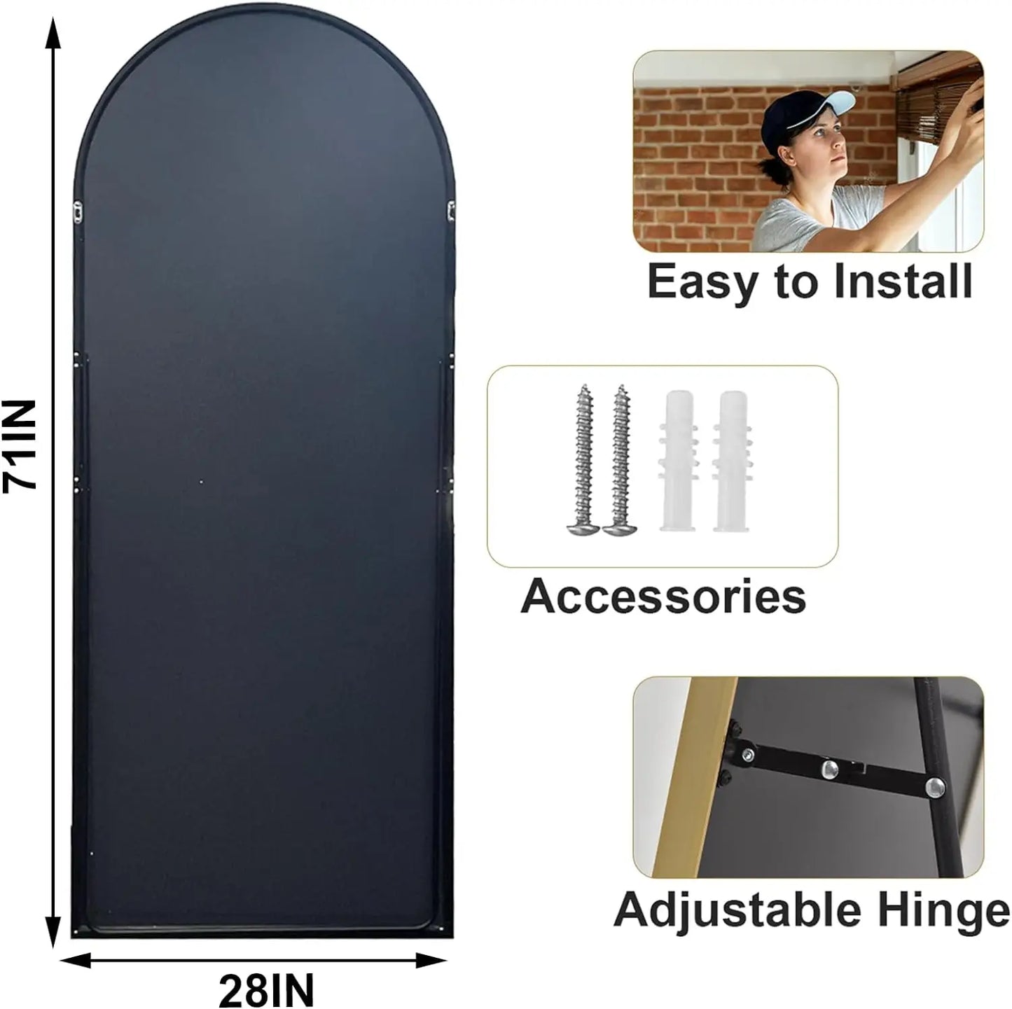 HARRITPURE Full Length Mirror With Aluminum Alloy Frame