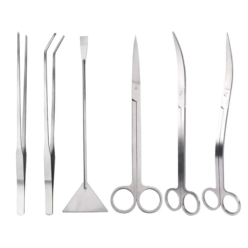 Stainless Steel Aquarium Tool Set Scissors Tweezers Wave Shovel Cleaner