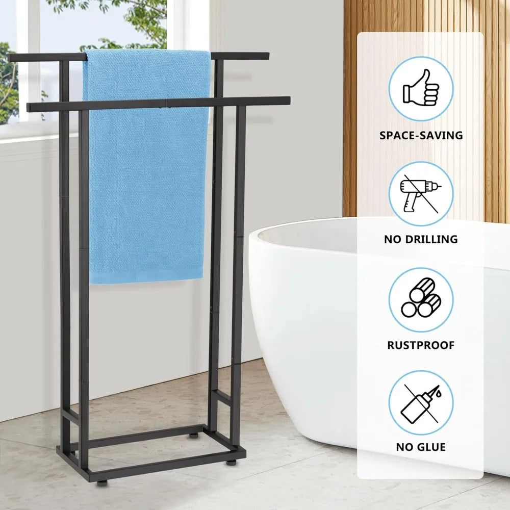 NBVCX Two Tier Free Standing Towel Rack For Bathroom