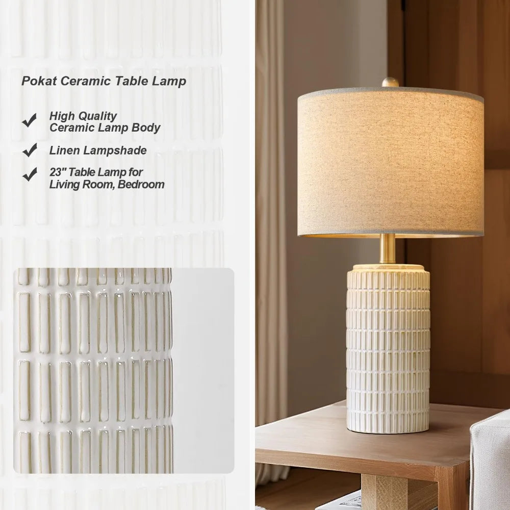Modern Ceramic Table Lamps Set Of 2 For Living Room Nightstands