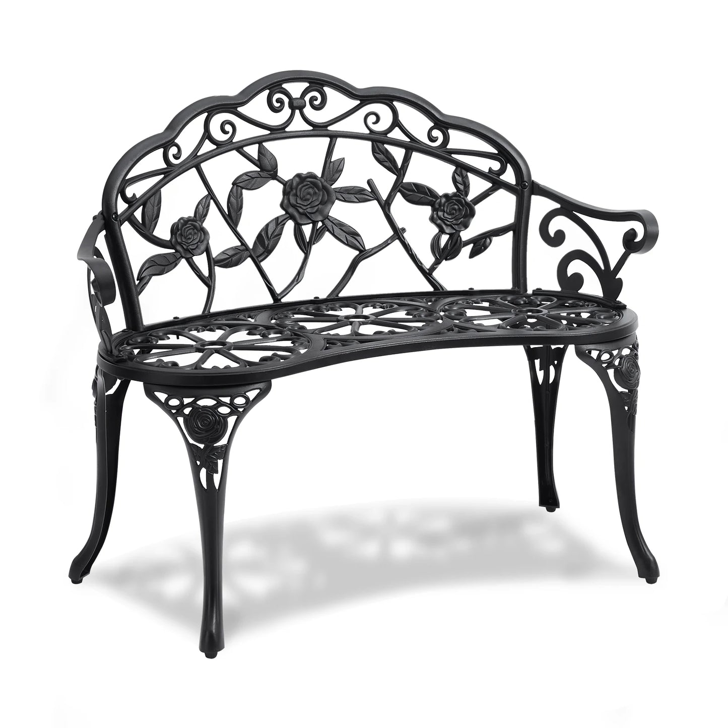 SucceBuy Outdoor Wood and Metal Garden Bench
