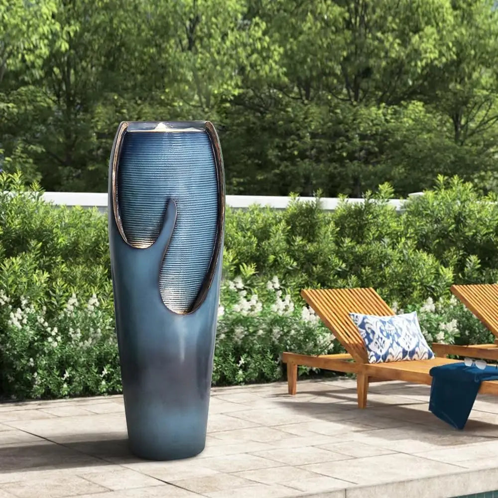 Outdoor Water Jar Floor Fountain With Lights And Pump