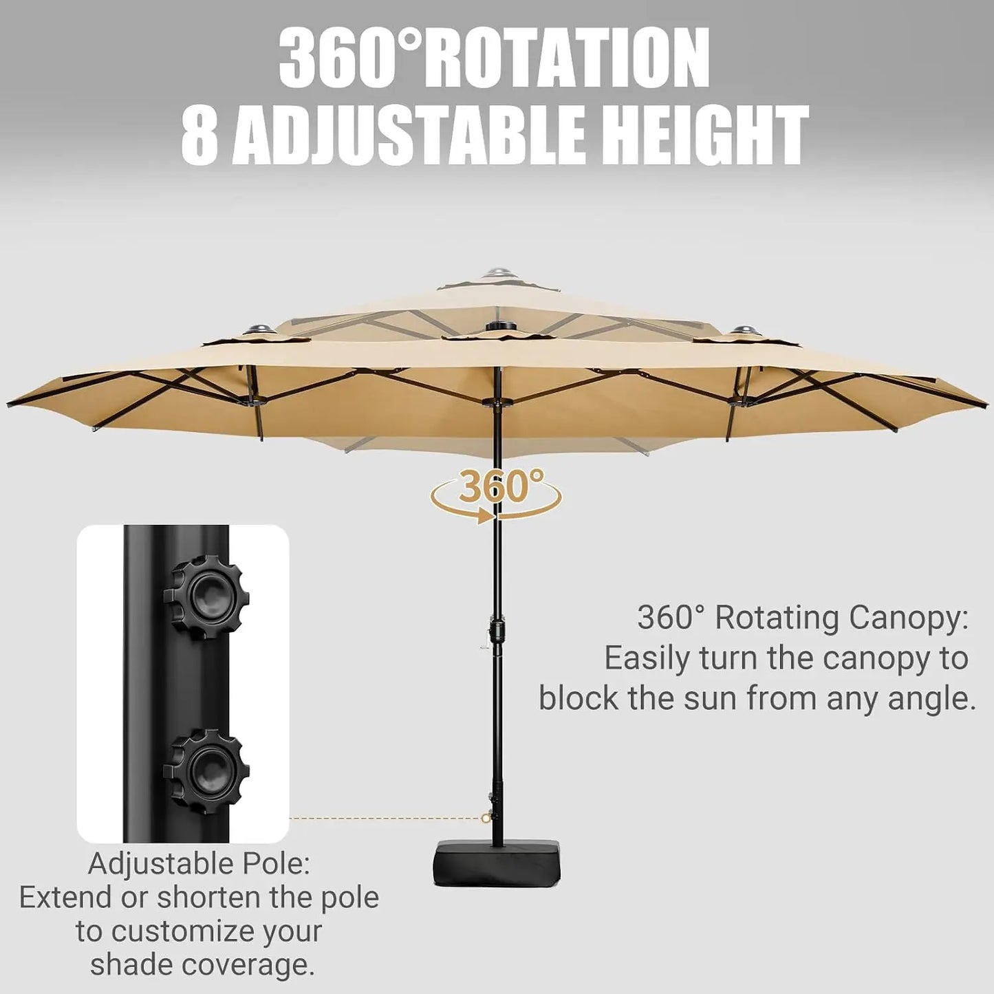 Rectangular Outdoor Double Sided Market Patio Umbrella With Base