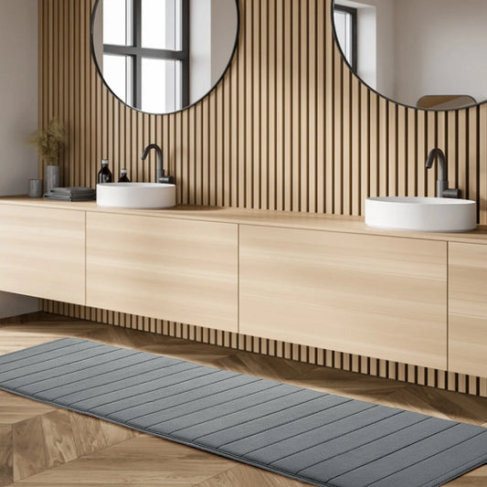 Absorbent Striped Memory Foam Bathroom Rug