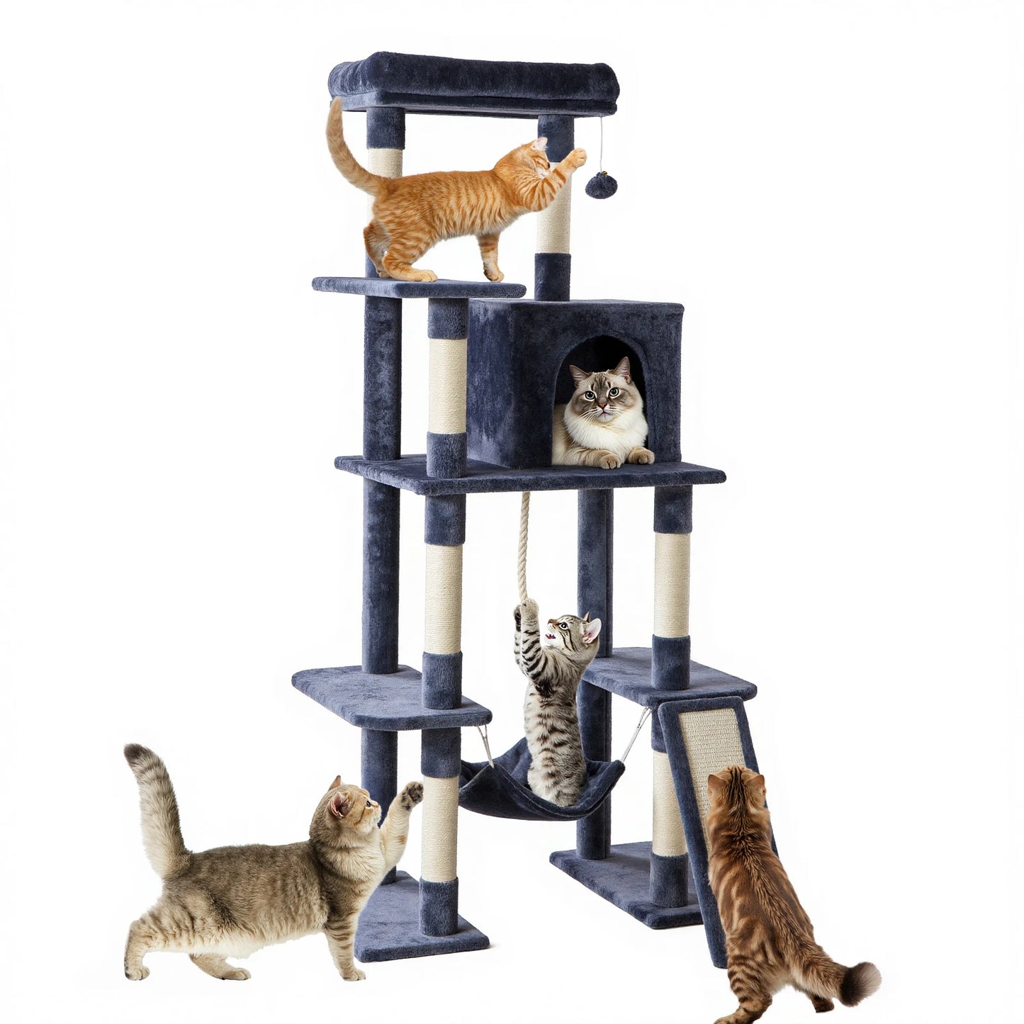 MCQ Cat Tree Tower Multi Level Scratching Posts With Condo
