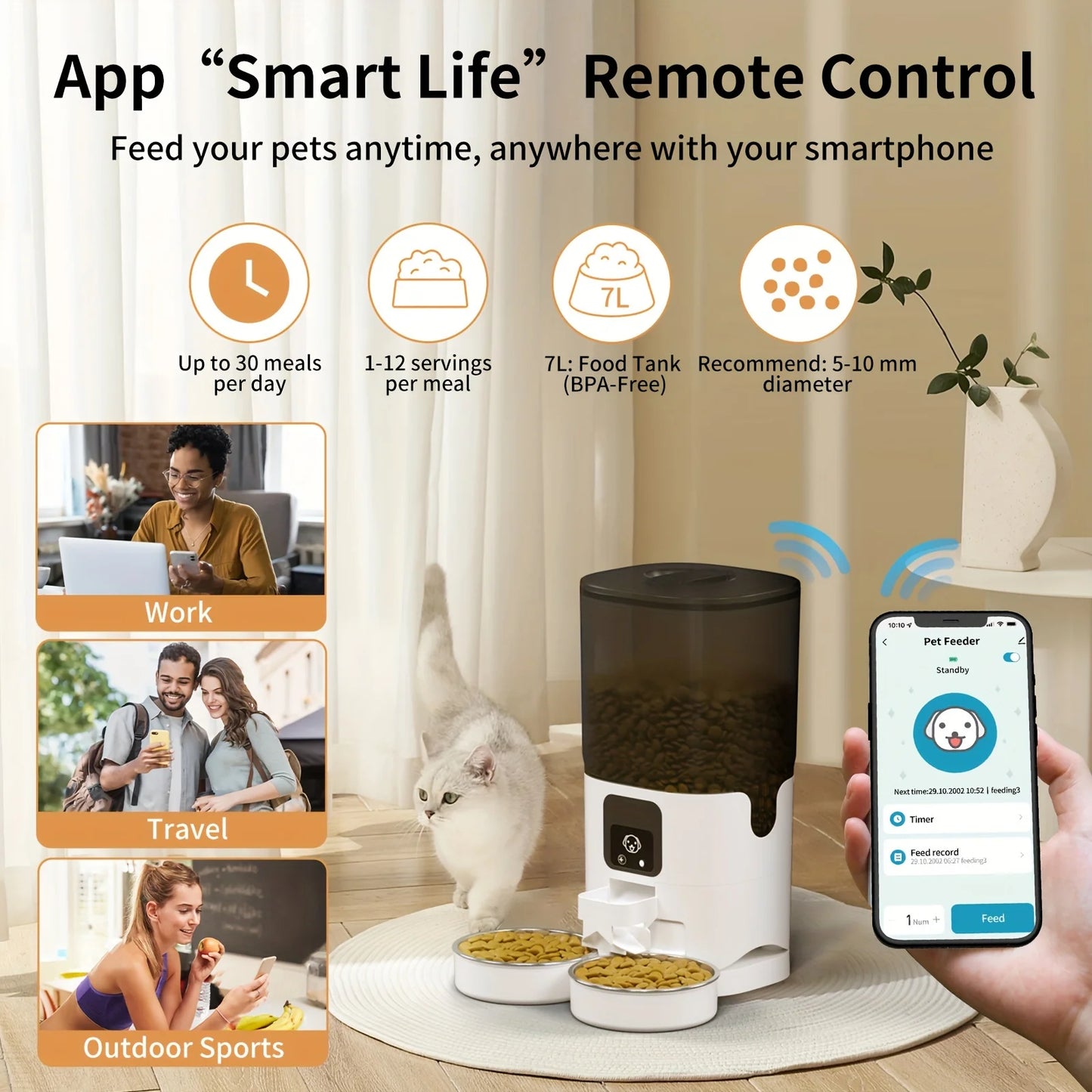 PAPIFEED Smart Cat Dual Bowl Automatic Feeder With Timer