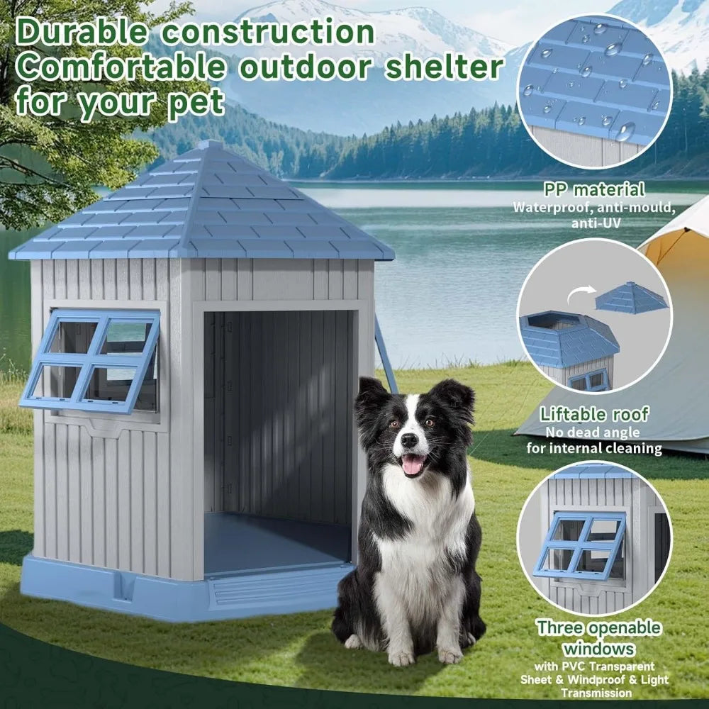 Durable Indoor Outdoor Dog House Shelter With Elevated Floor
