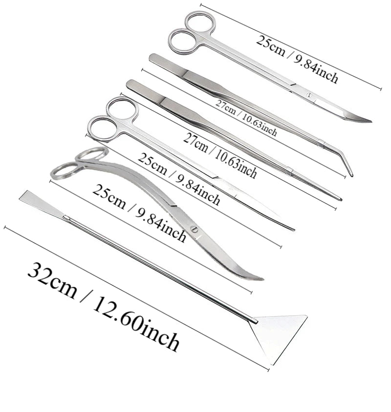 Stainless Steel Aquarium Tool Set Scissors Tweezers Wave Shovel Cleaner