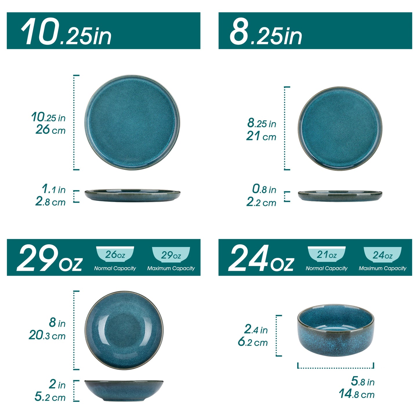 Malacasa Reactive Glaze Ceramic Dinner Set Tableware