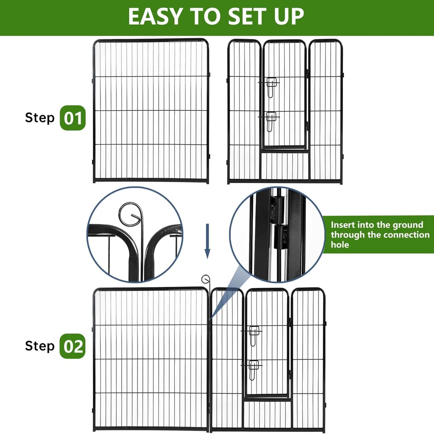 Heavy Duty Dog Playpen With Rust Resistant Removable Metal Panels