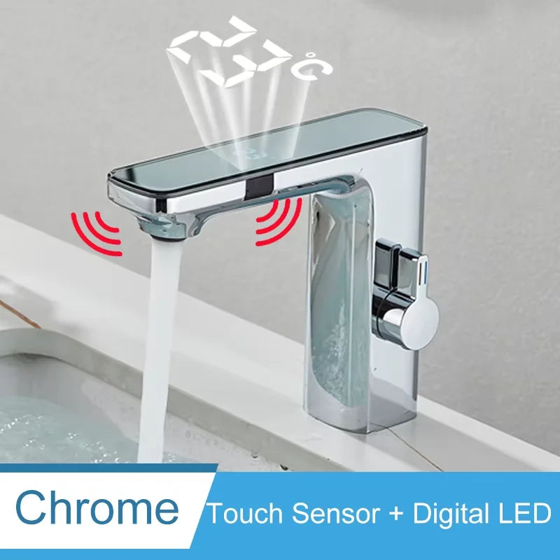 Shinesia Touch Sensor Bathroom Basin Faucet With LED Temperature Display