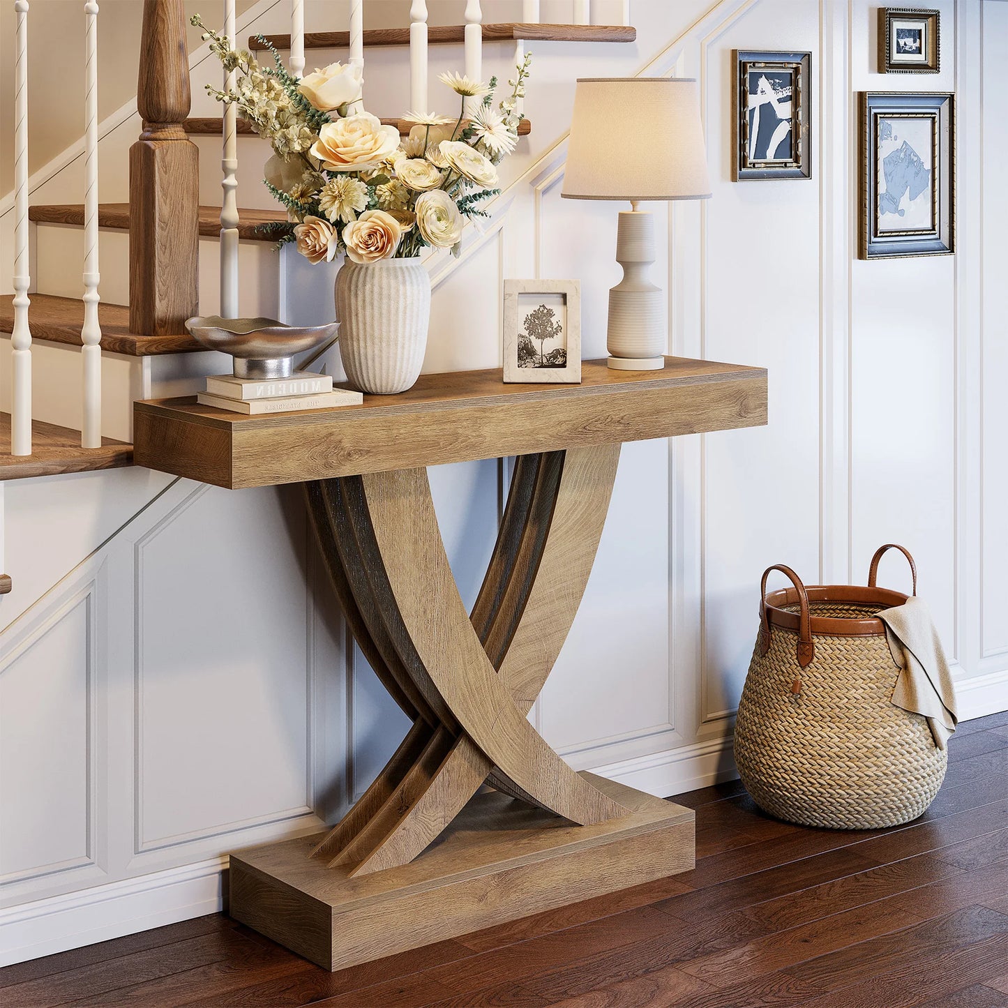Tribesigns Console Table X Frame Entryway Sofa Table Industrial Farmhouse