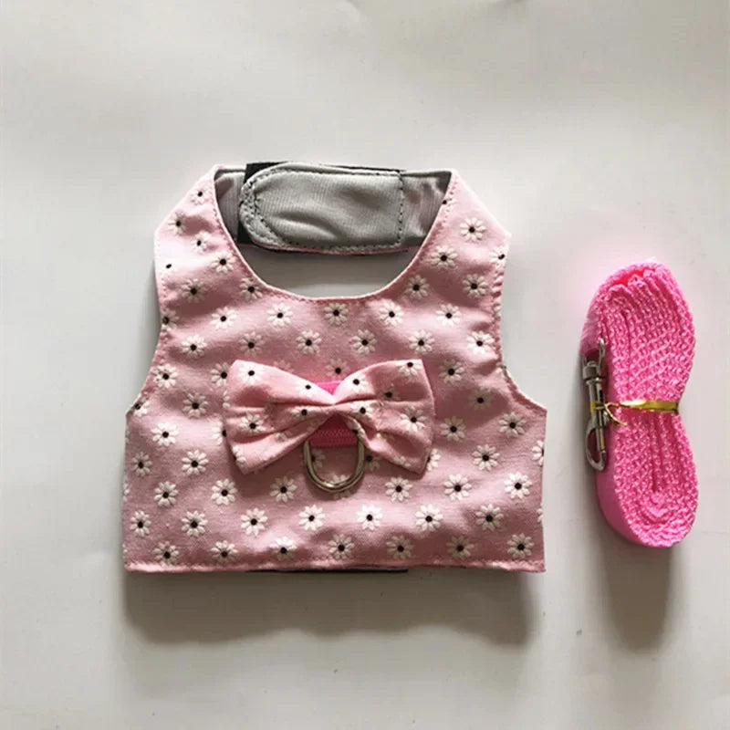 Small Animal Outdoor Walking Harness and Leash Set Cute Clothes for Puppy Kitten Pigs Bunny Chinchillas Necklace Rabbit Vest