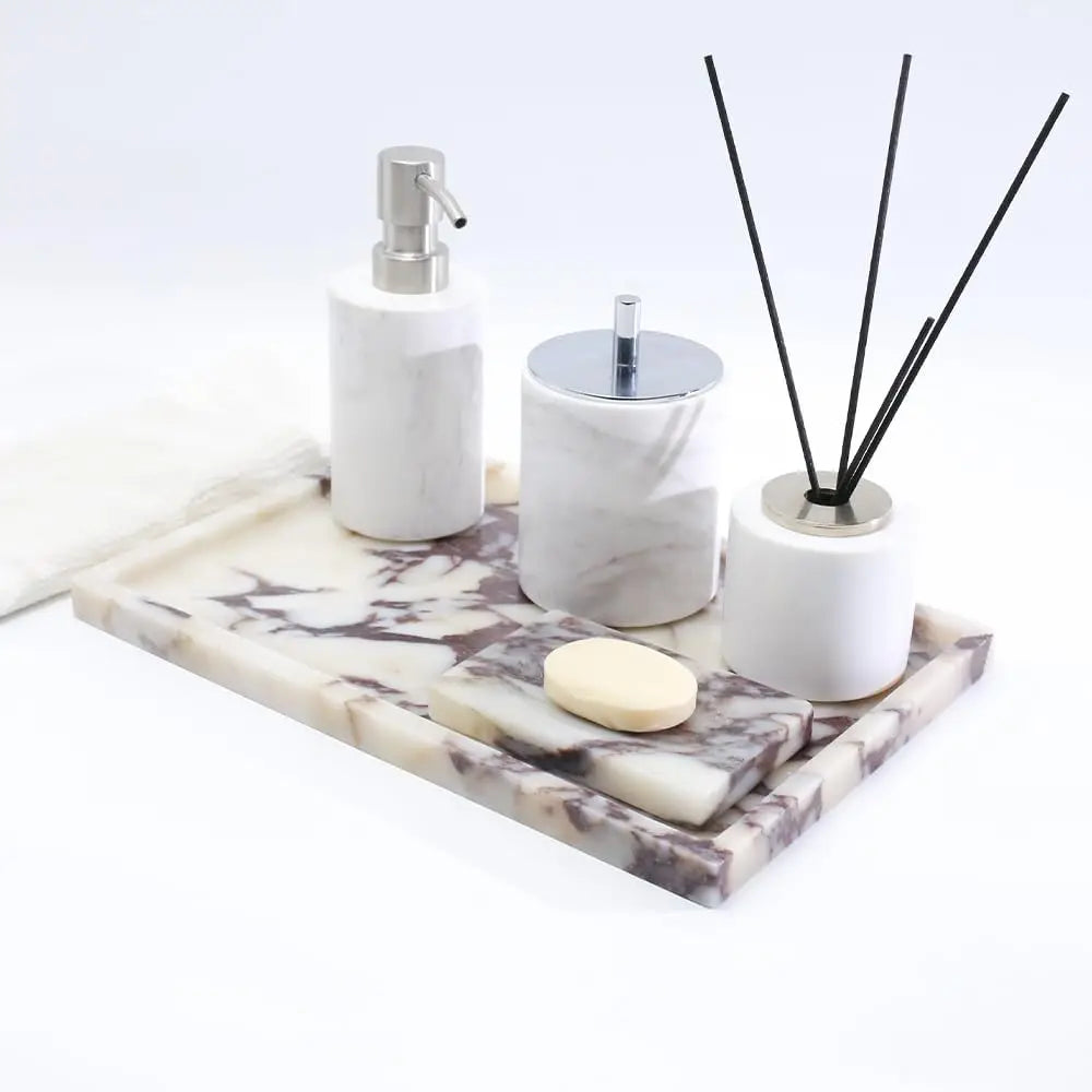 Natural Marble Vanity Tray Jewelry Organizer For Bathroom