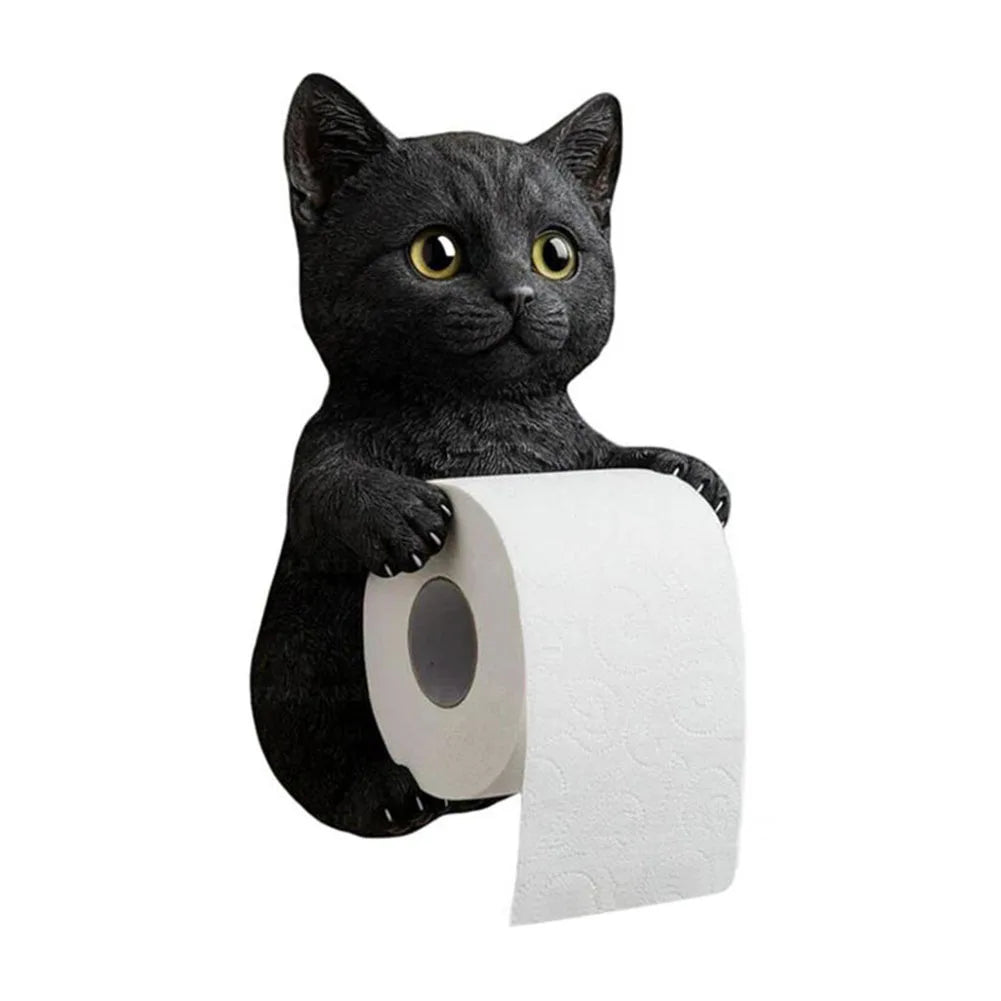 Shunmaii Cat Paper Holder Wall Mount Resin Toilet Roll Rack