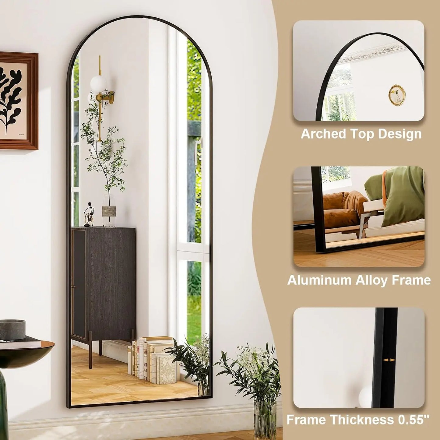 HARRITPURE Full Length Mirror With Aluminum Alloy Frame