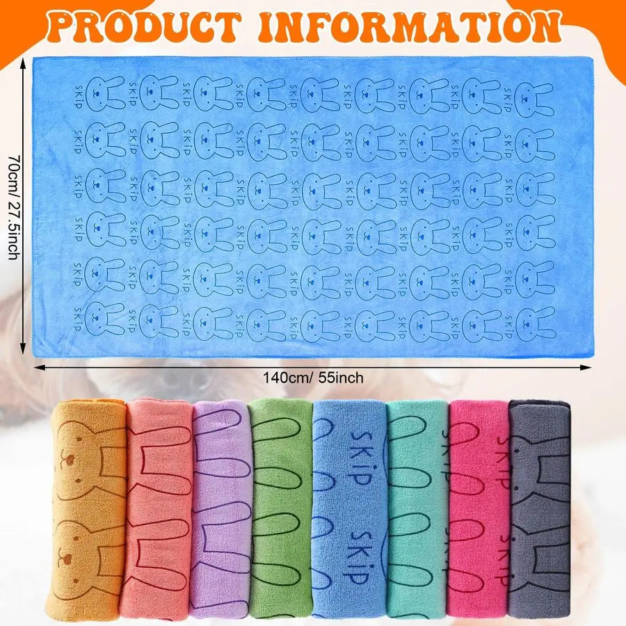 8-Piece Dog Drying Towels Set Microfiber Pet Bath Towels Absorbent