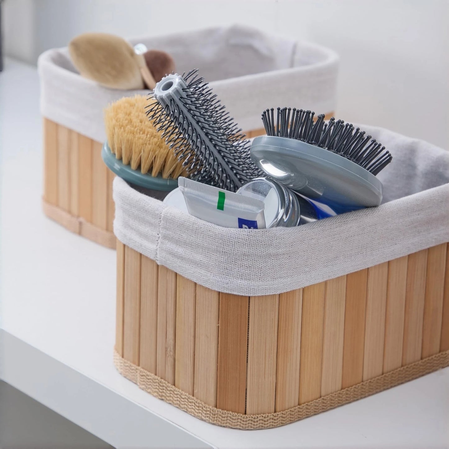 Bamboo Storage Baskets With Removable Washable Liners