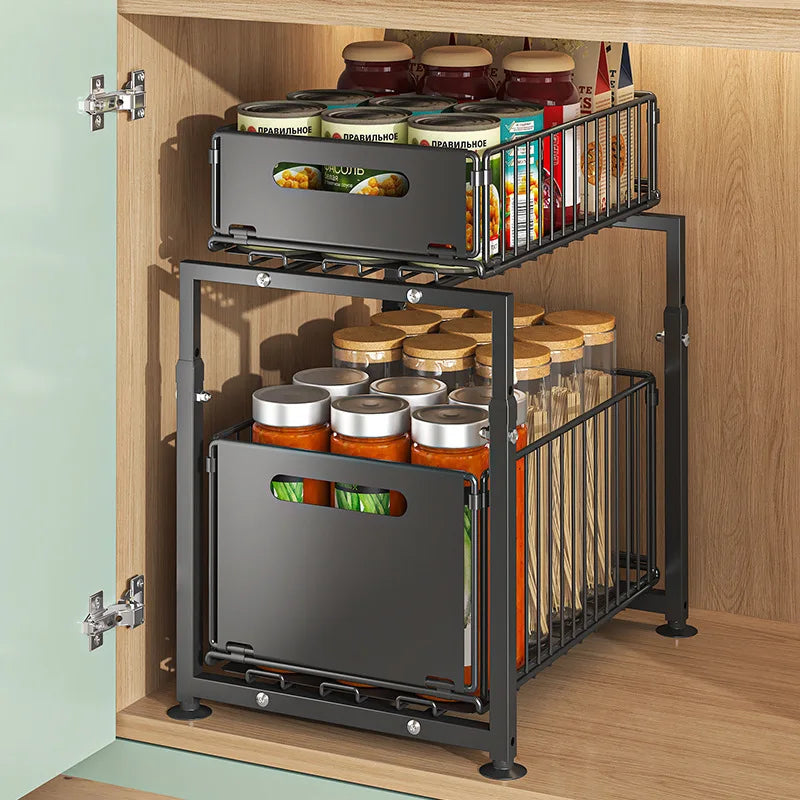AEHOME 2 Tier Slide Out Cabinet Organizer Heavy Duty Storage