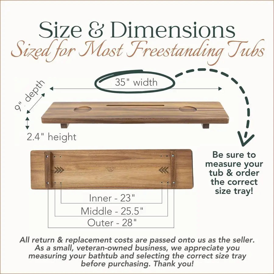 Acacia Wood Luxury Bathtub Tray for Freestanding Bath