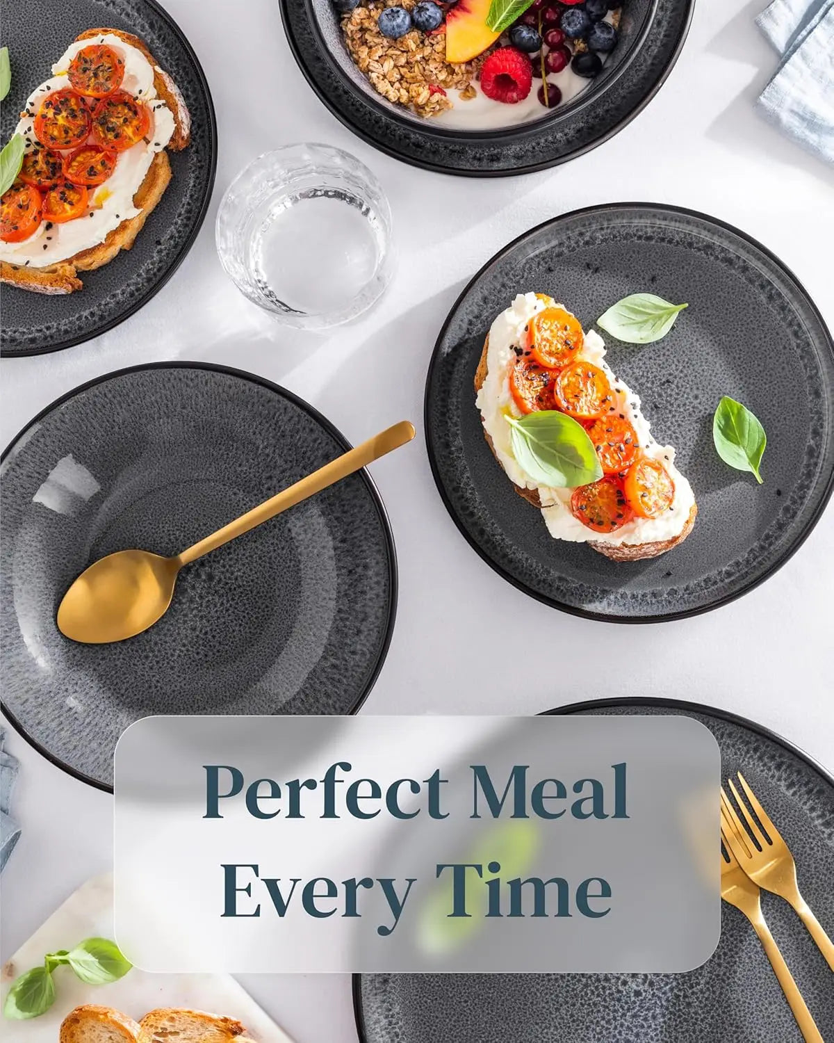 Stoneware Dinnerware Set for Eight, Dishwasher Safe