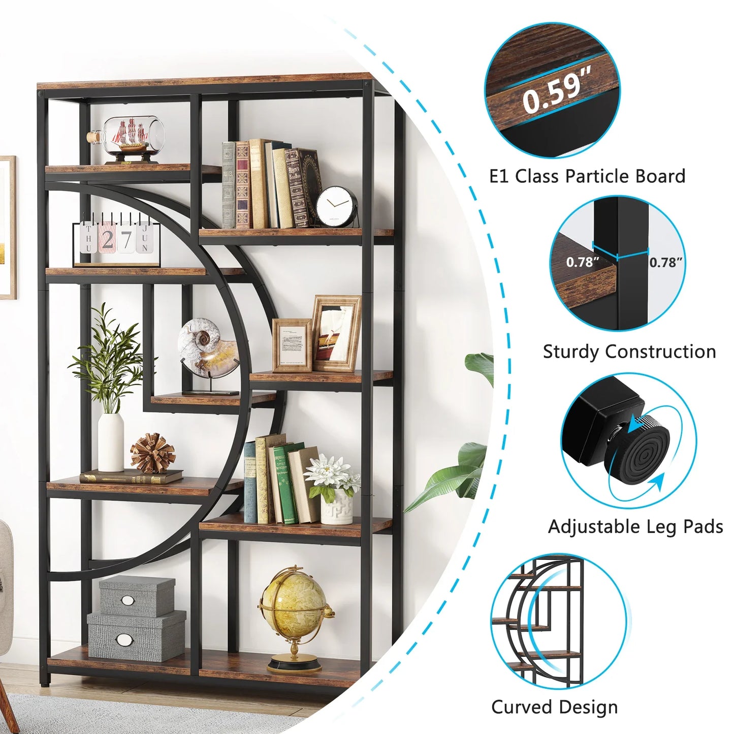 Tribesigns 5 Tier Industrial Etagere Bookcase Storage